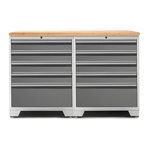NewAge Garage Cabinets PRO Platinum 3-Piece Garage Cabinet Set with Bamboo Top-52404 + 32257-Garage Giant