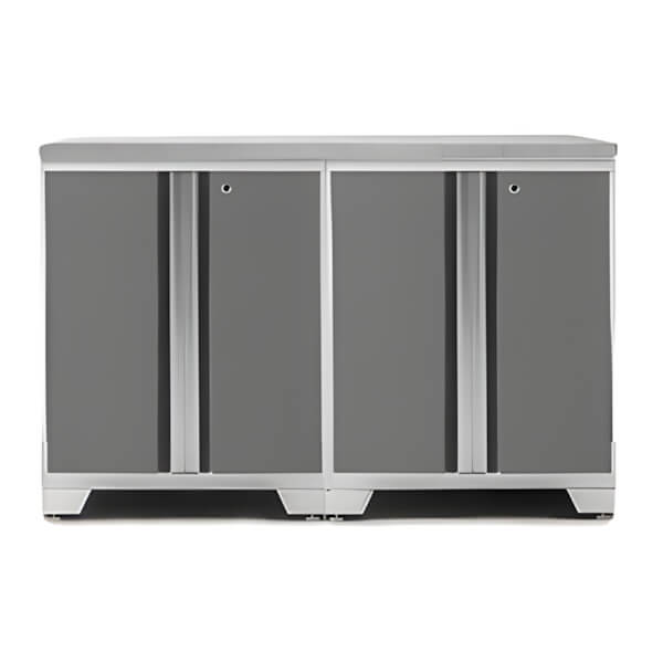 NewAge Garage Cabinets PRO Platinum 3-Piece Workbench Setup with Stainless Steel Top-52402 + 36756-Garage Giant