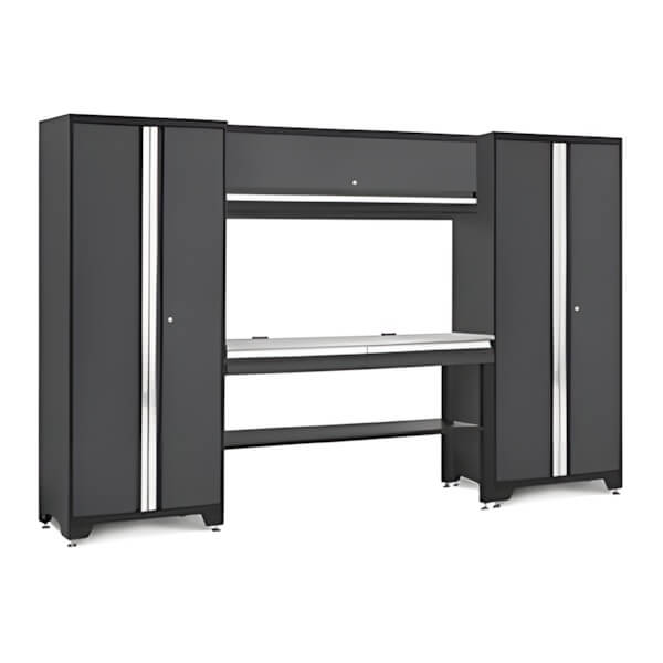 NewAge Garage Cabinets BOLD Series All In One 4-Piece Set with Stainless Steel Top