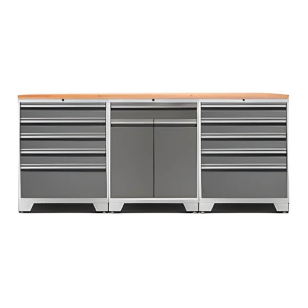 NewAge Garage Cabinets PRO Platinum 4-Piece Garage Cabinet Set with Bamboo Top-52404 + 52403 + 32284-Garage Giant
