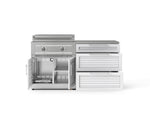 NewAge Outdoor Kitchens Stainless-Steel Louvered Doors 4-Piece Cabinet Set with 3 Drawer, Grill Cabinet, Platinum Griddle and Countertop-75184-Garage Giant 