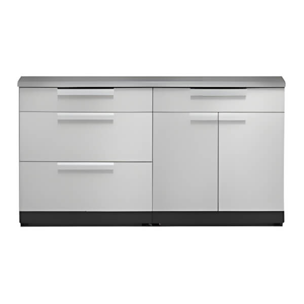 NewAge Outdoor Kitchens Stainless Steel 3-Piece Outdoor Kitchen Set with Countertops and Covers-70004 + 70003 + 65802 + 65872 + 65881-Garage Giant