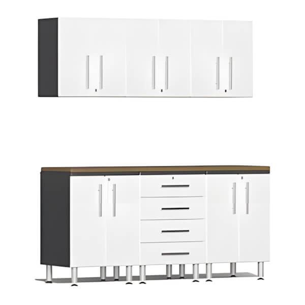 Ulti-MATE Garage 7-Piece Garage Cabinet Kit with Bamboo Worktop in Graphite Grey Metallic - Thumbnail 3