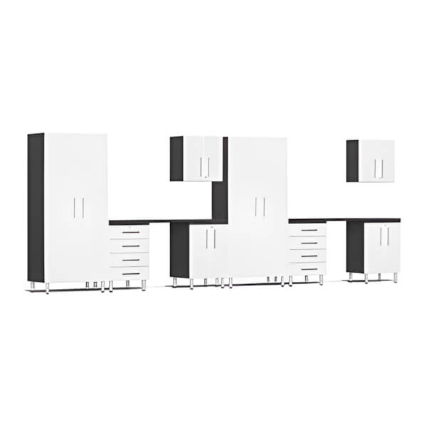 Ulti-MATE Garage 10-Piece Garage Cabinet Kit with Channeled Worktops