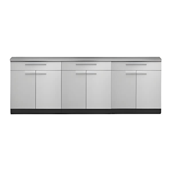 NewAge Outdoor Kitchens Stainless Steel 4-Piece Outdoor Kitchen Set with Countertops and Covers-70005-3 + 65804 + 65874 + 65881-Garage Giant