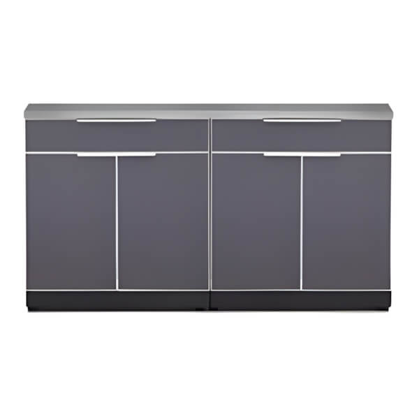 NewAge Outdoor Kitchens Aluminum Slate Grey 3-Piece Outdoor Kitchen Set with Countertops and Covers-70204-2 + 65802 + 65881 + 65872-Garage Giant