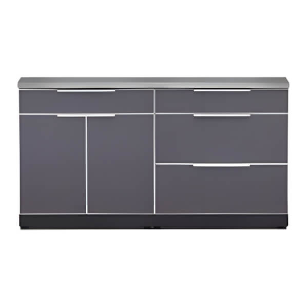 NewAge Outdoor Kitchens Aluminum Slate Grey 3-Piece Outdoor Kitchen Set with Countertops and Covers-70203 + 70204 + 65802 + 65881 + 65872-Garage Giant
