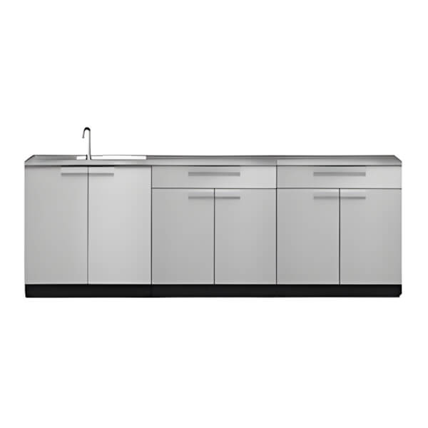 NewAge Outdoor Kitchens Stainless Steel 4-Piece Outdoor Kitchen Set with Countertops and Covers-70002 + 70004 + 70005 + 65802 + 65872 + 65881-Garage Giant