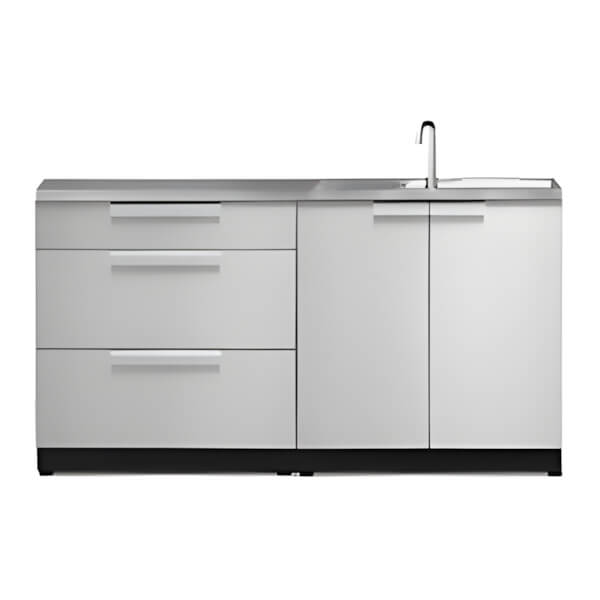 NewAge Outdoor Kitchens Stainless Steel 3-Piece Outdoor Kitchen Set with Countertops and Covers-70002 + 70003 + 65800 + 65872 + 65881-Garage Giant