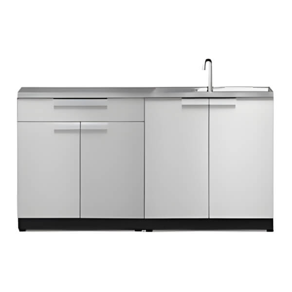 NewAge Outdoor Kitchens Stainless Steel 3-Piece Outdoor Kitchen Set with Countertops and Covers-70002 + 70004 + 65800 + 65872 + 65881-Garage Giant