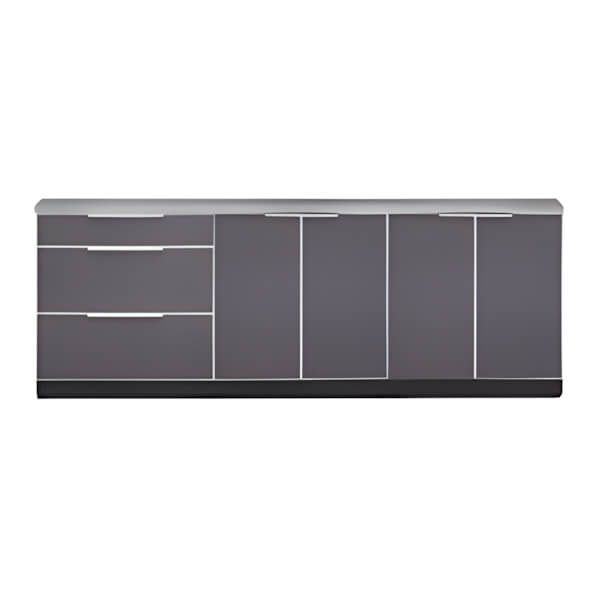 NewAge Outdoor Kitchens Aluminum Slate Grey 4-Piece Outdoor Kitchen Set with Countertops and Covers-70201-2 + 70203 + 65804 + 65874 + 65881-Garage Giant