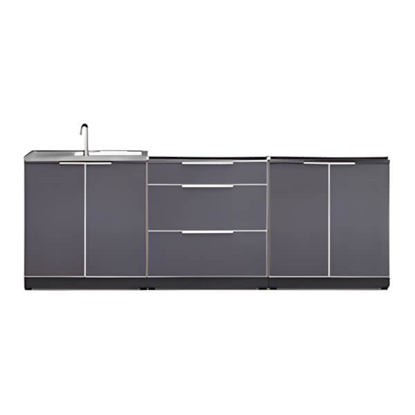 NewAge Outdoor Kitchens Aluminum Slate Grey 3-Piece Outdoor Kitchen Set (No Countertop)-70202 + 70201 + 70203-Garage Giant
