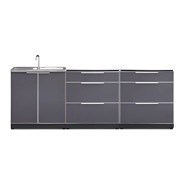 NewAge Outdoor Kitchens Aluminum Slate Grey 3-Piece Outdoor Kitchen Set (No Countertop)-70202 + 70203-2-Garage Giant
