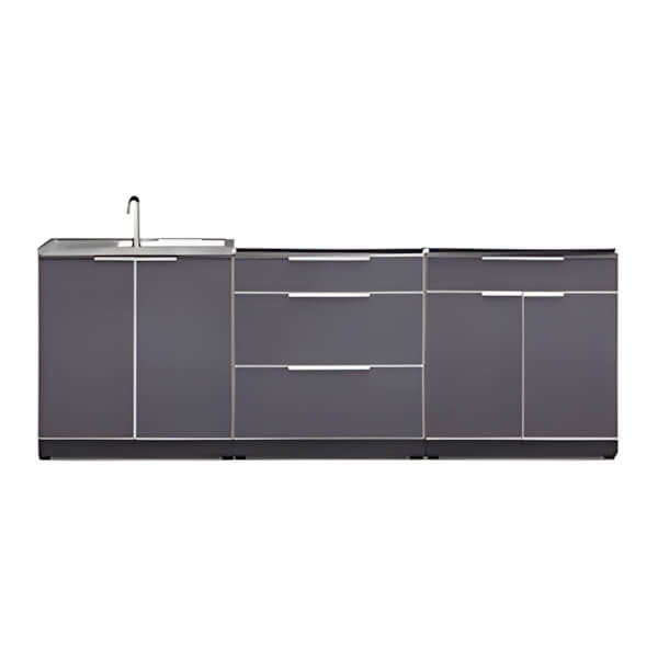 NewAge Outdoor Kitchens Aluminum Slate Grey 3-Piece Outdoor Kitchen Set (No Countertop)-70202 + 70203 + 70204-Garage Giant