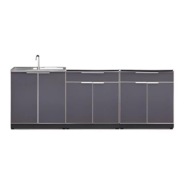 NewAge Outdoor Kitchens Aluminum Slate Grey 3-Piece Outdoor Kitchen Set (No Countertop)-70202 + 70204-2-Garage Giant