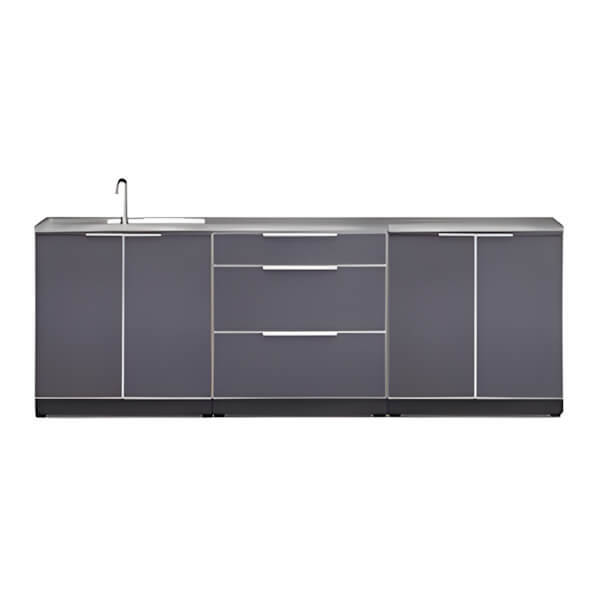 NewAge Outdoor Kitchens Aluminum Slate Grey 4-Piece Outdoor Kitchen Set with Countertops-70202 + 70201 + 70203 + 65802-Garage Giant
