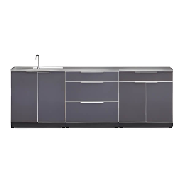 NewAge Outdoor Kitchens Aluminum Slate Grey 4-Piece Outdoor Kitchen Set with Countertops-70202 + 70203 + 70204 + 65802-Garage Giant