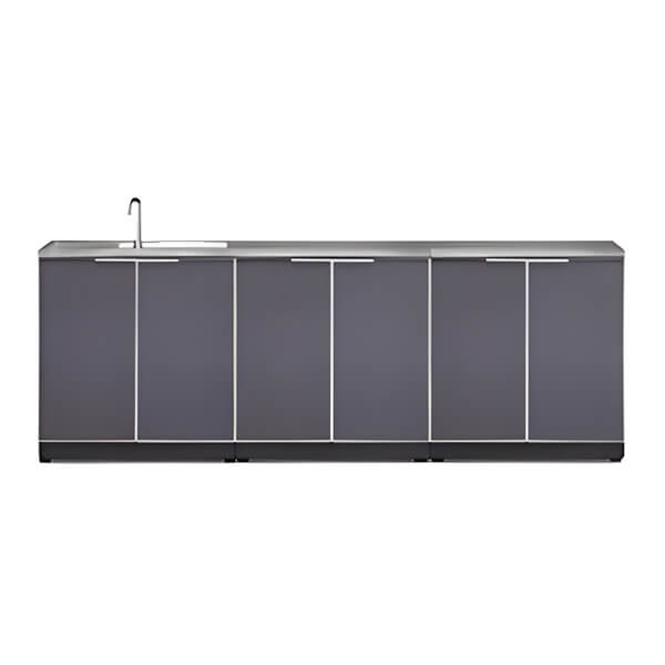 NewAge Outdoor Kitchens Aluminum Slate Grey 4-Piece Outdoor Kitchen Set with Countertops and Covers-70202 + 70201-2 + 65802 + 65874 + 65881-Garage Giant