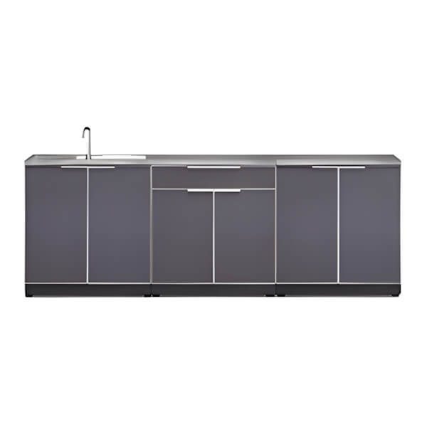 NewAge Outdoor Kitchens Aluminum Slate Grey 3-Piece Outdoor Kitchen Set with Countertops and Covers-70202 + 70201 + 70204 + 65802 + 65874 + 65881-Garage Giant
