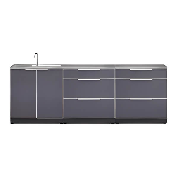 NewAge Outdoor Kitchens Aluminum Slate Grey 4-Piece Outdoor Kitchen Set with Countertops and Covers-70202 + 70203-2 + 65802 + 65874 + 65881-Garage Giant