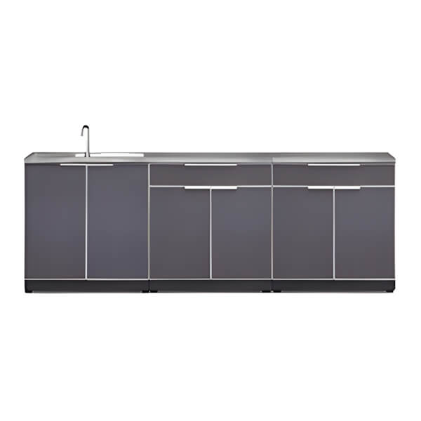 NewAge Outdoor Kitchens Aluminum Slate Grey 4-Piece Outdoor Kitchen Set with Countertops and Covers-70202 + 70204-2 + 65802 + 65874 + 65881-Garage Giant