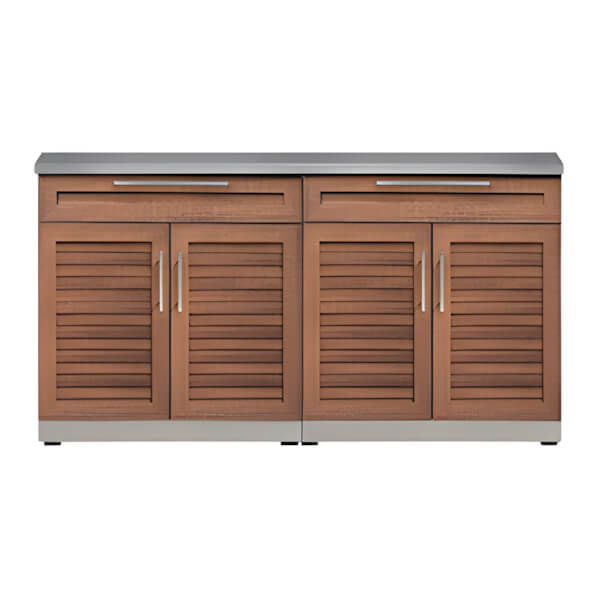 NewAge Outdoor Kitchens Grove 3-Piece Outdoor Kitchen Set with Countertops and Covers-70105-2 + 65802 + 65872 + 65881-Garage Giant