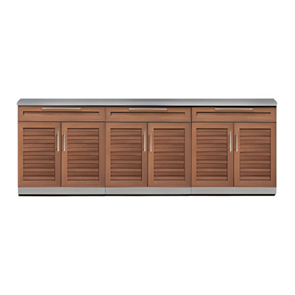 NewAge Outdoor Kitchens Grove 4-Piece Outdoor Kitchen Set with Countertops and Covers-70105-3 + 65804 + 65874 + 65881-Garage Giant