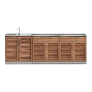 NewAge Outdoor Kitchens Grove 4-Piece Outdoor Kitchen Set with Countertops and Covers-70102 + 70105-2 + 65802 + 65874 + 65881-Garage Giant