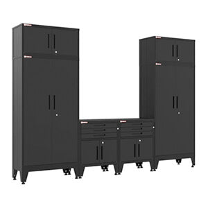 Armadillo Tough Black 6-Piece Garage Cabinet System with Levelers-AR6PC115B-Garage Giant