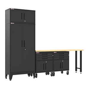 Armadillo Tough Black 5-Piece Garage Cabinet Set with Levelers and Casters-AR5PC127B-Garage Giant