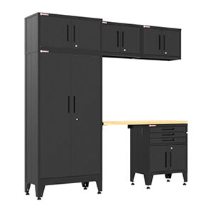 Armadillo Tough Black 6-Piece Garage Cabinet Set with Levelers-AR6PC129B-Garage Giant