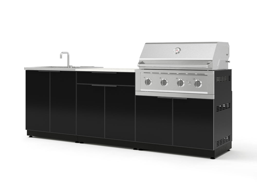 NewAge Outdoor Kitchens Aluminum 5-Piece Cabinet Set with Bar, Grill, Sink Cabinet, Performance Grill, and Countertop - (Natural Gas) | Garage Giant
