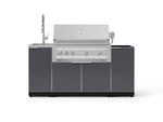NewAge Outdoor Kitchens Outdoor Grill Island Aluminum 5-Piece Cabinet Set with Sink, 1 Door, Grill Cabinet, Platinum Grill and Stainless Steel Countertop - (Natural Gas) 