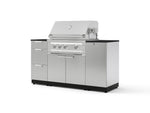 NewAge Outdoor Kitchens Outdoor Grill Island Stainless-Steel 6-Piece Cabinet Set with 1 Door, 3 Drawer, Grill Cabinet, Platinum Grill and Dekton in Sirius Countertops - (Natural Gas) | Garage Giant 