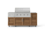 NewAge Outdoor Kitchens Outdoor Grill Island Stainless-Steel Louvered Doors 5-Piece Cabinet Set with Casters and 1-Door, Grill Cabinet, Side Burner and Performance Grill - (Liquid Propane) 