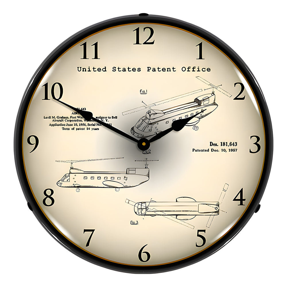 Collectable Sign and Clock 1956 CH-47 Chinook Helicopter Backlit Wall Clock-23041389-Garage Giant
