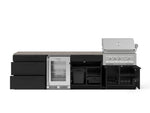 NewAge Outdoor Kitchens Stainless Steel 7-Piece Cabinet Set with 3-Drawer, Bar, Grill Cabinet, Platinum Grill, Countertop, and Glass Door Fridge-73683-Garage Giant 