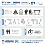 Absco EZI Slider 7' x 5' Metal Storage Shed - Surfmist 