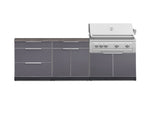 NewAge Outdoor Kitchens Aluminum 5-Piece Cabinet Set With 3 Drawer, Bar, Grill Cabinet, Platinum Grill and Countertop-71203-Garage Giant 