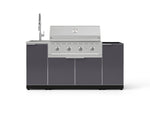 NewAge Outdoor Kitchens Outdoor Grill Island Aluminum 5-Piece Cabinet Set with Sink, 1 Door, Grill Cabinet, Performance Grill and Stainless Steel Countertop - (Natural Gas) 