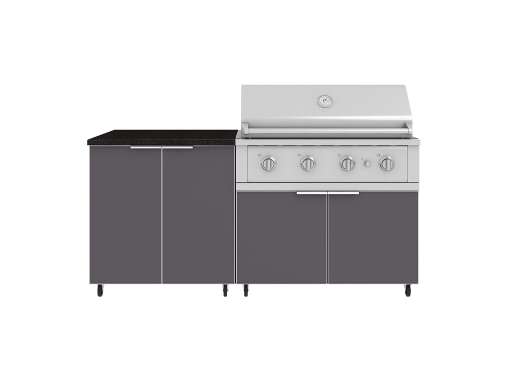 NewAge Outdoor Kitchens Aluminum 4-Piece Cabinet Set with Caster and 2 Door, Grill Cabinet, Performance Grill, Countertop-72443-Garage Giant