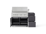NewAge Outdoor Kitchens Outdoor Grill Island Aluminum 3-Piece Cabinet Set with Casters and 3-Drawer, Grill Cabinet and Platinum Grill - (Liquid Propane) 