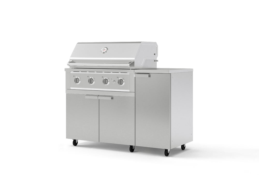 NewAge Outdoor Kitchens Outdoor Grill Island Stainless-Steel 4-Piece Cabinet Set with Casters and 1 Door, Grill Cabinet, Performance Grill, Countertop | 74825
