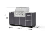 NewAge Outdoor Kitchens Outdoor Grill Island Aluminum 5-Piece Cabinet Set with Sink, 3 Drawer, Grill Cabinet, Performance Grill and Stainless Steel Countertop 