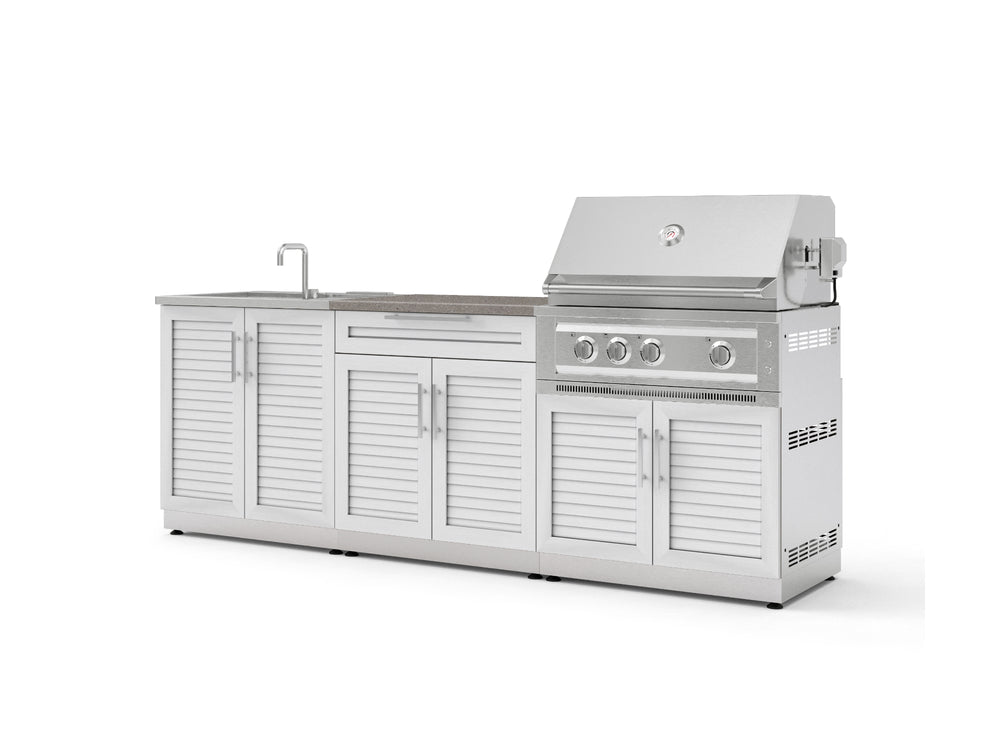 NewAge Outdoor Kitchens Stainless-Steel 5-Piece Cabinet Set with Bar, Sink, Grill Cabinet, Platinum Grill, and Countertop-73441-Garage Giant