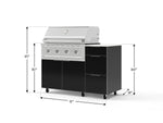 NewAge Outdoor Kitchens Outdoor Grill Island Aluminum 4-Piece Cabinet Set with Casters and 3-Drawer, Grill Cabinet, Performance Grill and Dekton in Aeris Countertop - (Liquid Propane) 