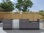 NewAge Outdoor Kitchens Aluminum 4-Piece Cabinet Set with 3-Drawer, Bar, Grill Cabinet and Fridge-66535-Garage Giant 