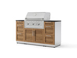 NewAge Outdoor Kitchens Outdoor Grill Island Stainless-Steel Louvered Doors 6-Piece Cabinet Set with 3 Drawers, Grill Cabinet, Performance Grill and Dekton in Sirius Countertops - (Natural Gas) | Garage Giant 