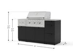 NewAge Outdoor Kitchens Outdoor Grill Island Stainless-Steel 6-Piece Cabinet Set with 3-Drawer, Grill Cabinet, Performance Grill, Side Burner and Countertop 