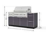 NewAge Outdoor Kitchens Outdoor Grill Island Aluminum 6-Piece Cabinet Set with 3-Drawer, Grill Cabinet, Platinum Grill, Dual Side Burner and Dekton in Aeris Countertop - (Natural Gas) 